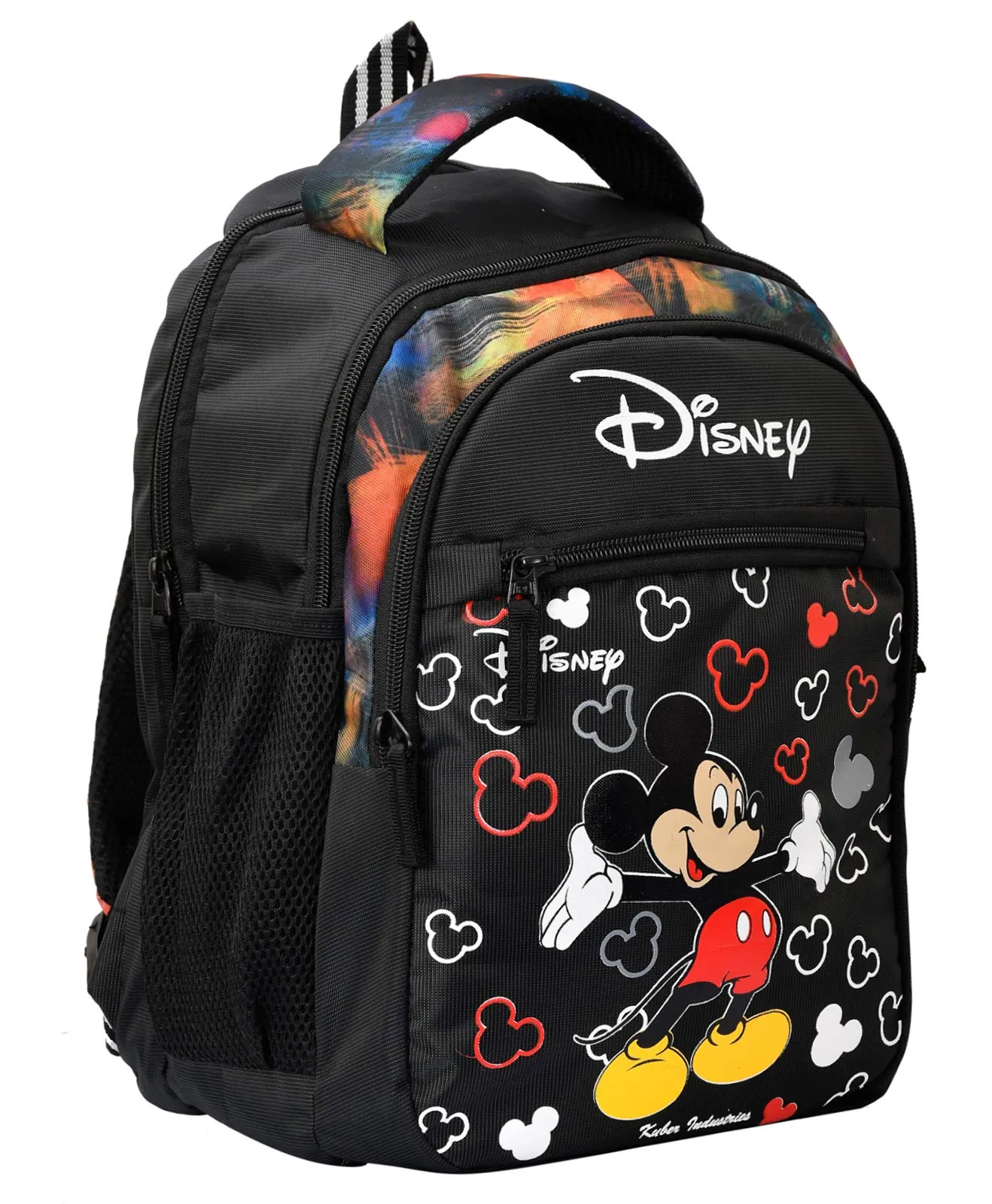 Heart Home Disney Mickey Mouse Print 14 inch Waterproof Polyster School Bag/Backpack for Kids (Black)- HEART7399