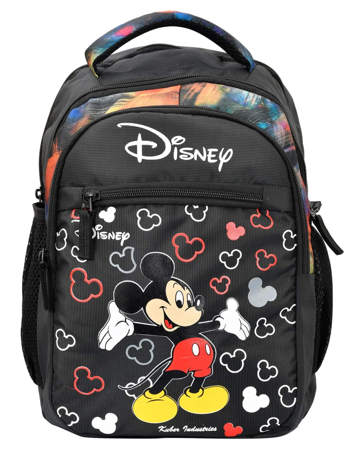 Heart Home Disney Mickey Mouse Print 14 inch Waterproof Polyster School Bag/Backpack for Kids (Black)- HEART7399