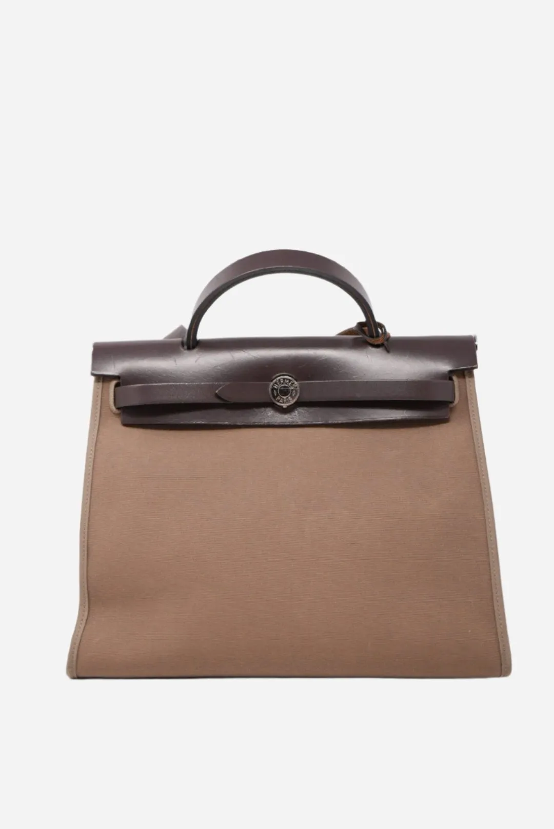 Hermes Herbag 31 Canvas/ Leather Etoupe(As Is)