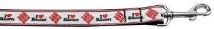 I Love Bacon Nylon Dog Leash 3-8 Inch Wide 4ft Long