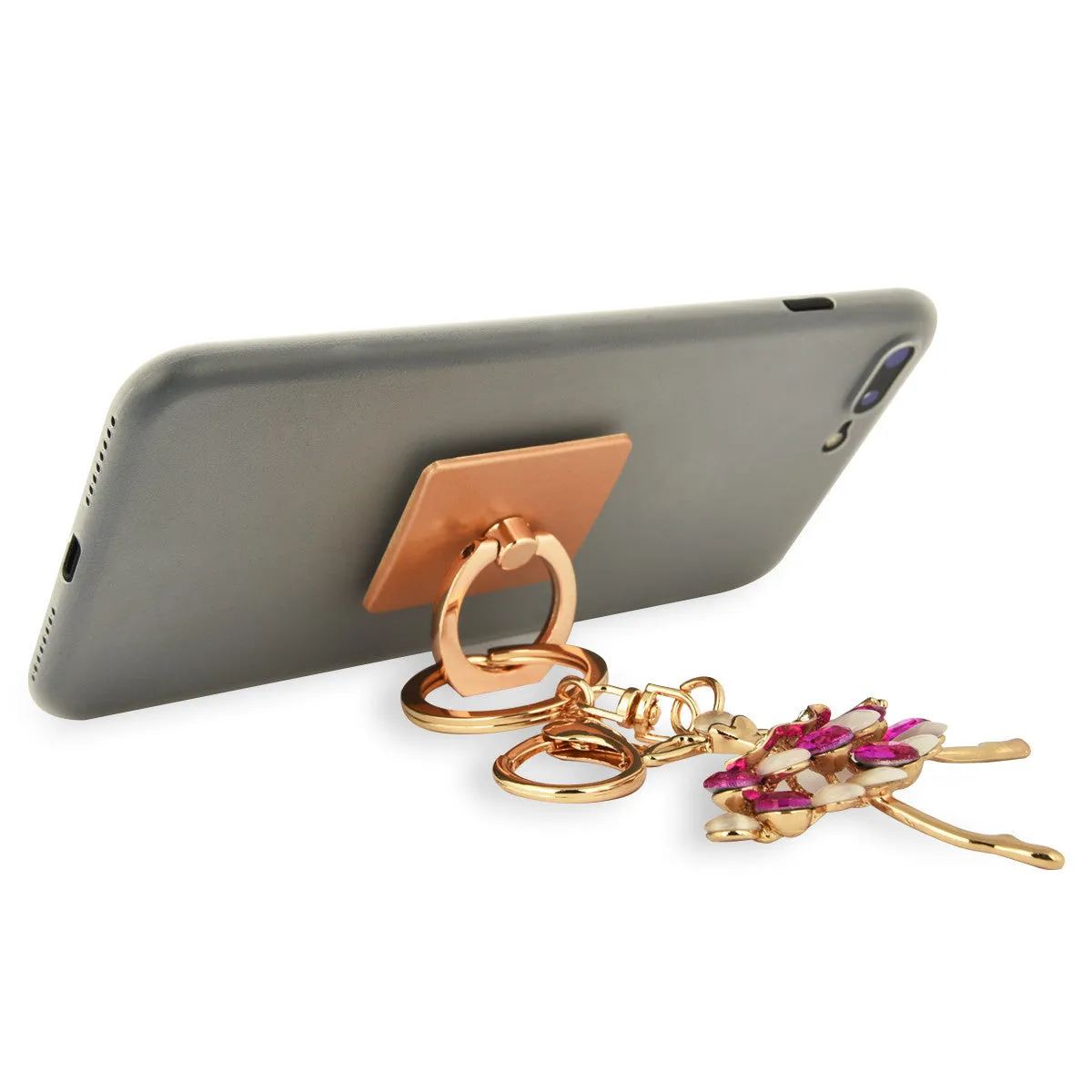 iOrigin Ring Grip/ Kick Stand   Ballerina with Acrylic Diamonds and Faux Pearls Key Chain Charm for Mobile Phones & Tablets