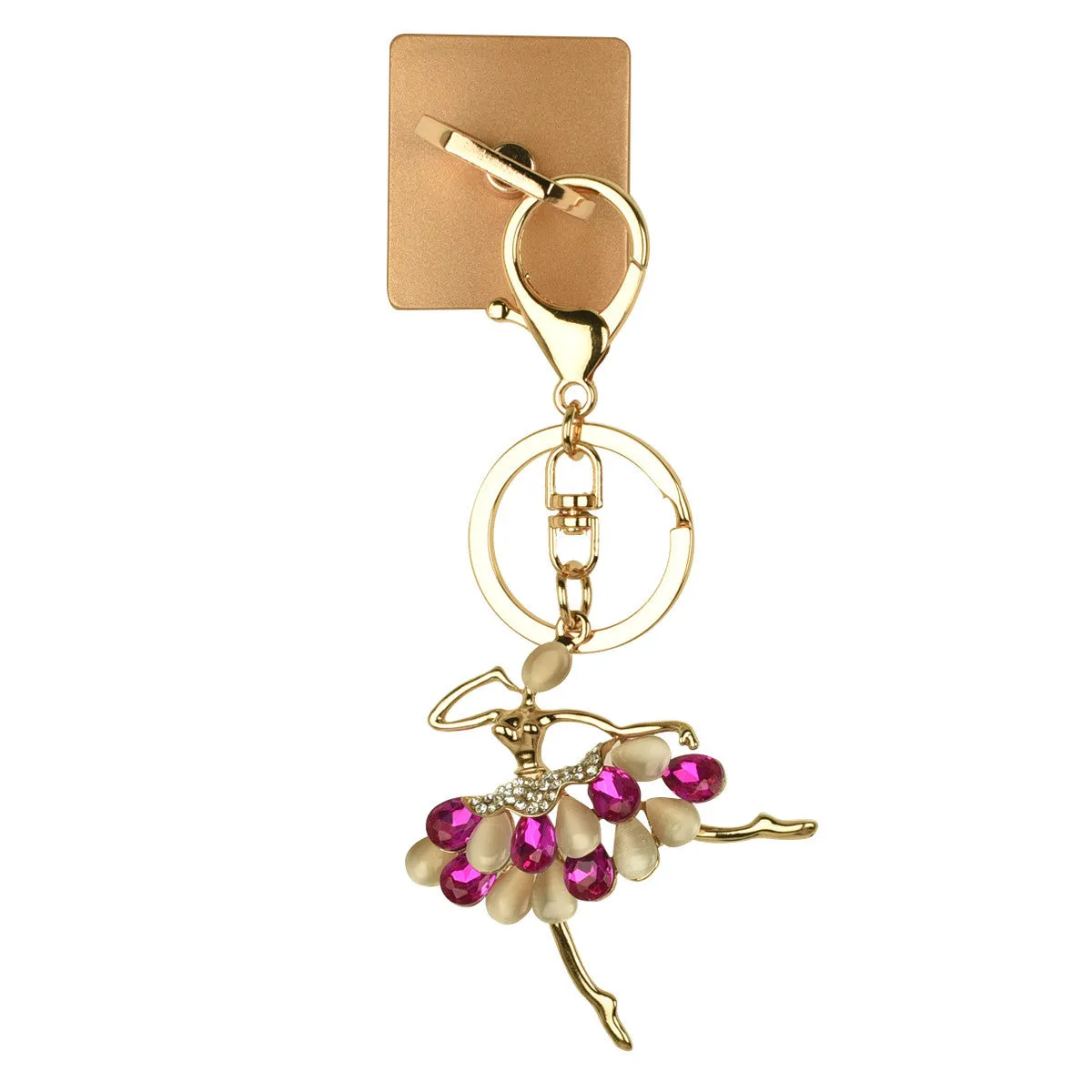 iOrigin Ring Grip/ Kick Stand   Ballerina with Acrylic Diamonds and Faux Pearls Key Chain Charm for Mobile Phones & Tablets