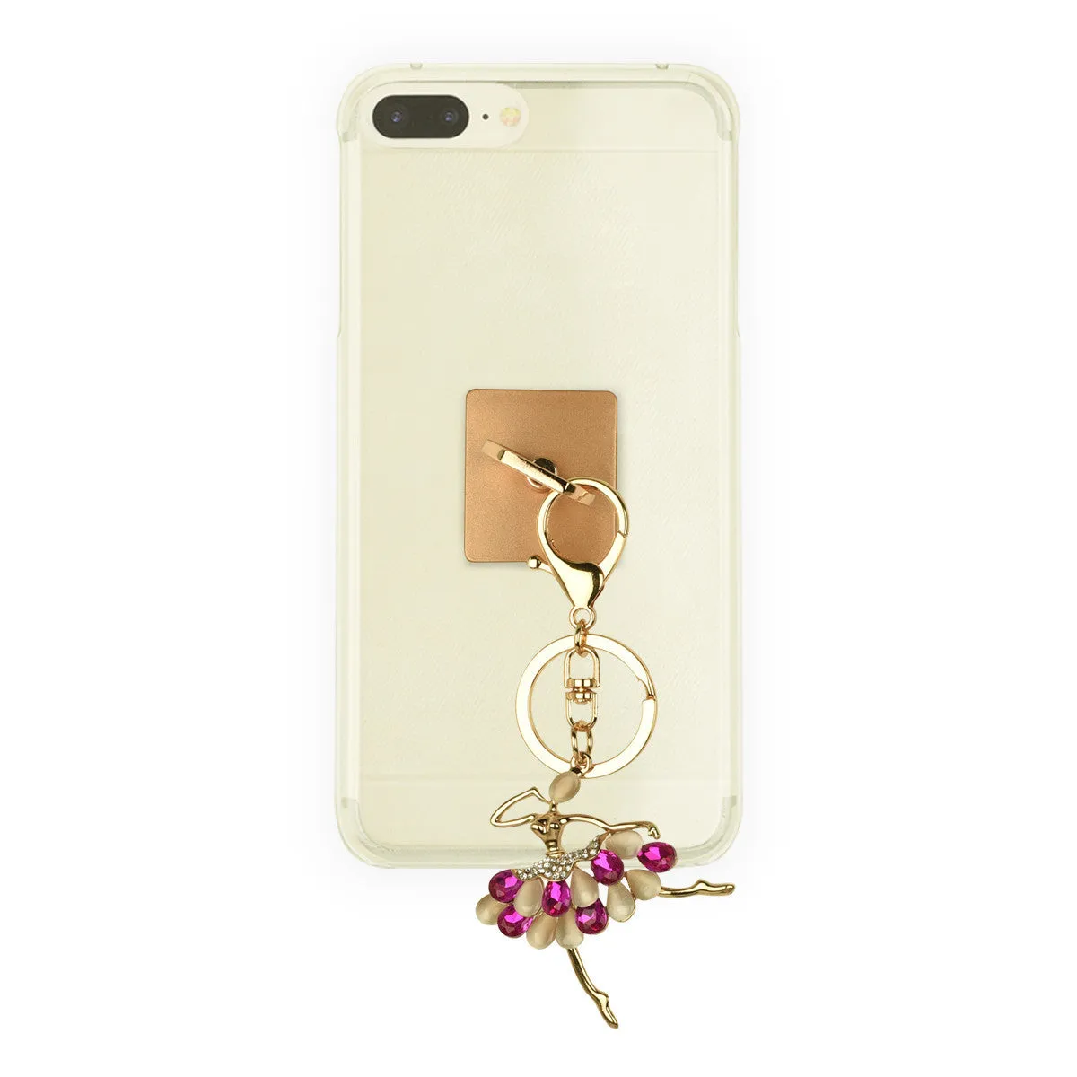 iOrigin Ring Grip/ Kick Stand   Ballerina with Acrylic Diamonds and Faux Pearls Key Chain Charm for Mobile Phones & Tablets