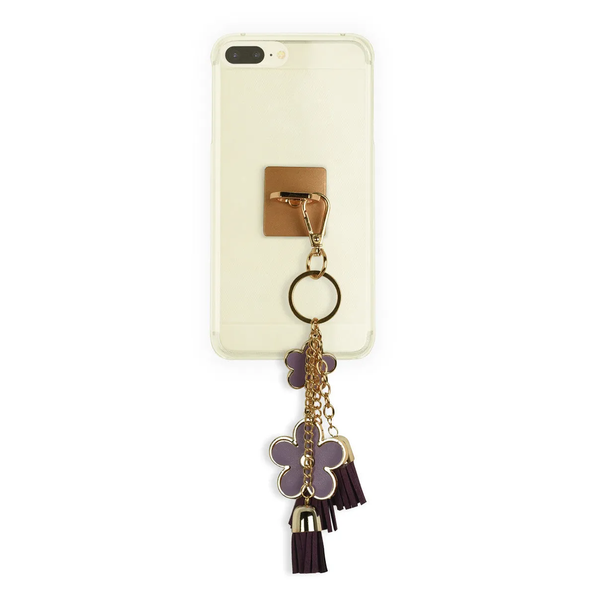 iOrigin Ring Grip/ Kick Stand   Flowers with Faux Leather Tassels Keychain for Mobile Phones & Tablets