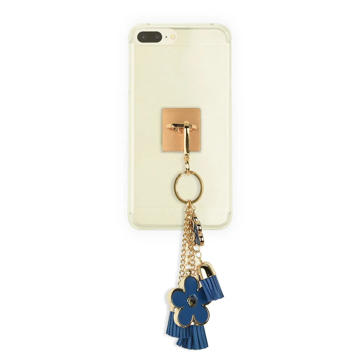 iOrigin Ring Grip/ Kick Stand   Flowers with Faux Leather Tassels Keychain for Mobile Phones & Tablets