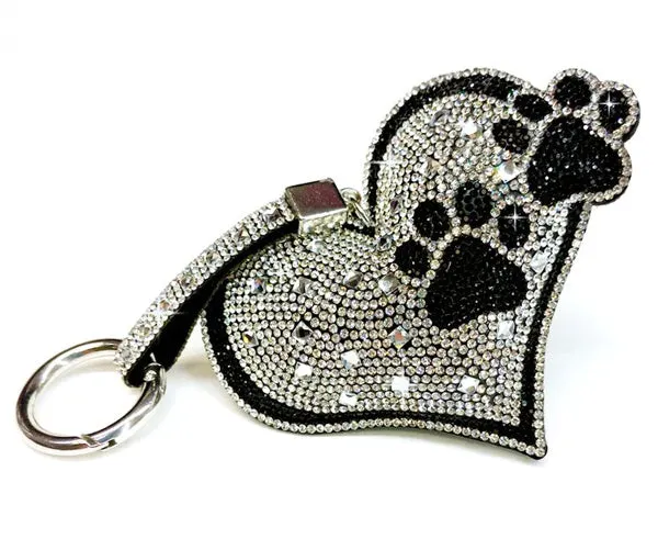 Jacqueline Kent - Diamonds In The Ruff Heart Purse Charm Silver With Black Paws