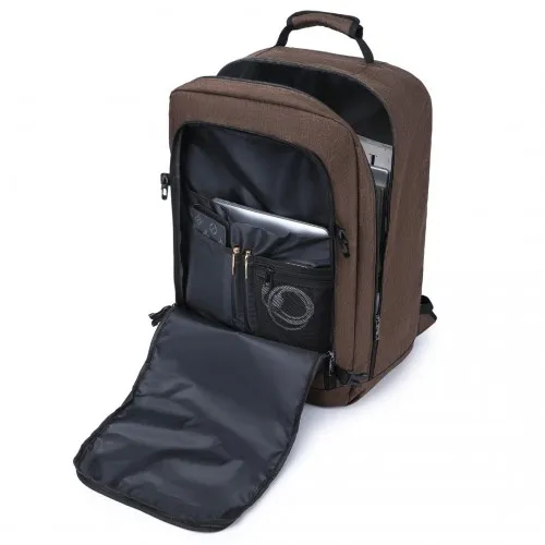 Kono Lightweight Business Travel Backpack - Brown | 38L Waterproof Cabin Bag