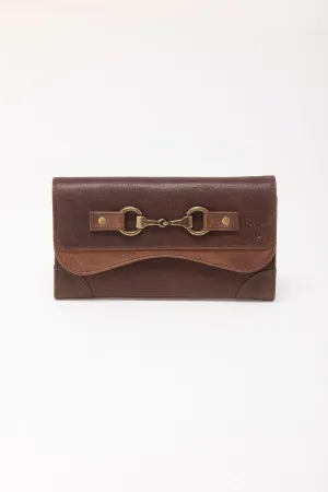 Ladies Snaffle Brown Leather Long Purse - Zara