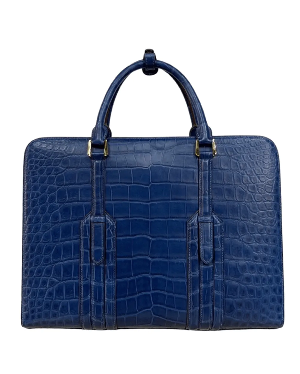 Large Genuine  Crocodile Briefcase, Luxury Crocodile Business Bag for Men Dark Blue