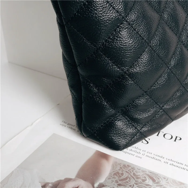 Large Quilted Leather Shopping Bag