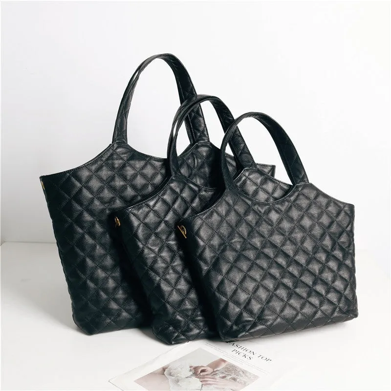 Large Quilted Leather Shopping Bag