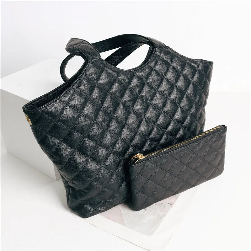 Large Quilted Leather Shopping Bag