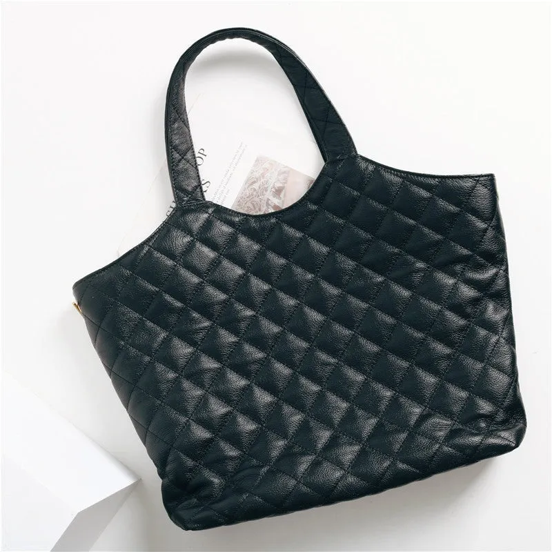 Large Quilted Leather Shopping Bag