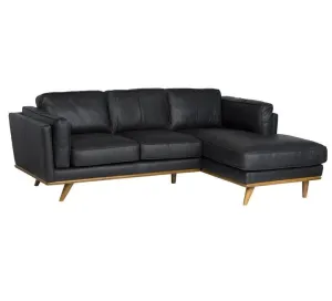 LAS VEGAS ARIA Italian Leather Right Sectional - Charme Black Leather