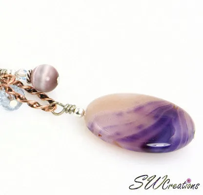 Lavender Swirl Gemstone Crystal Beaded Purse Charm