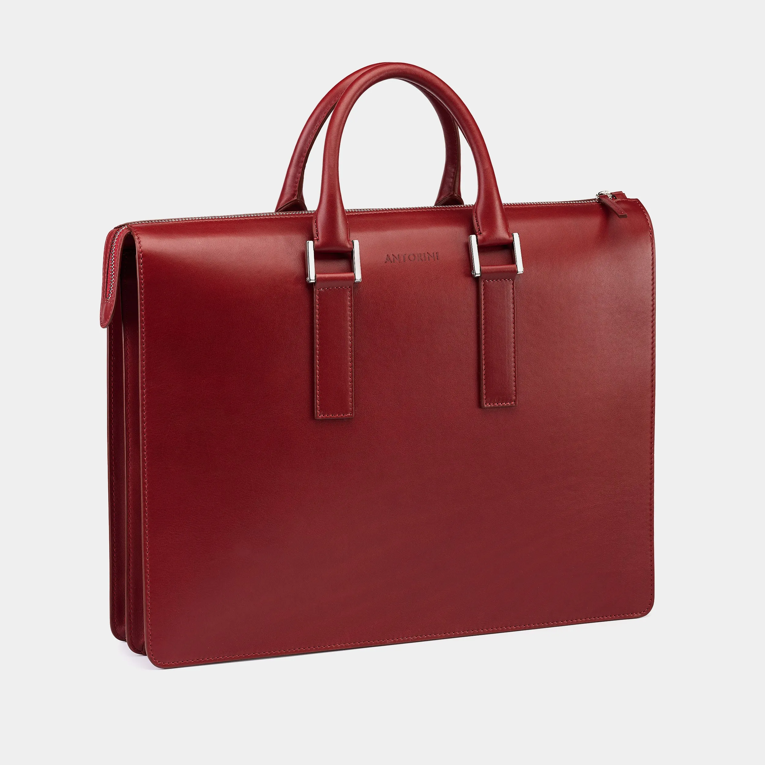 Leather Briefcase in Cognac Brown