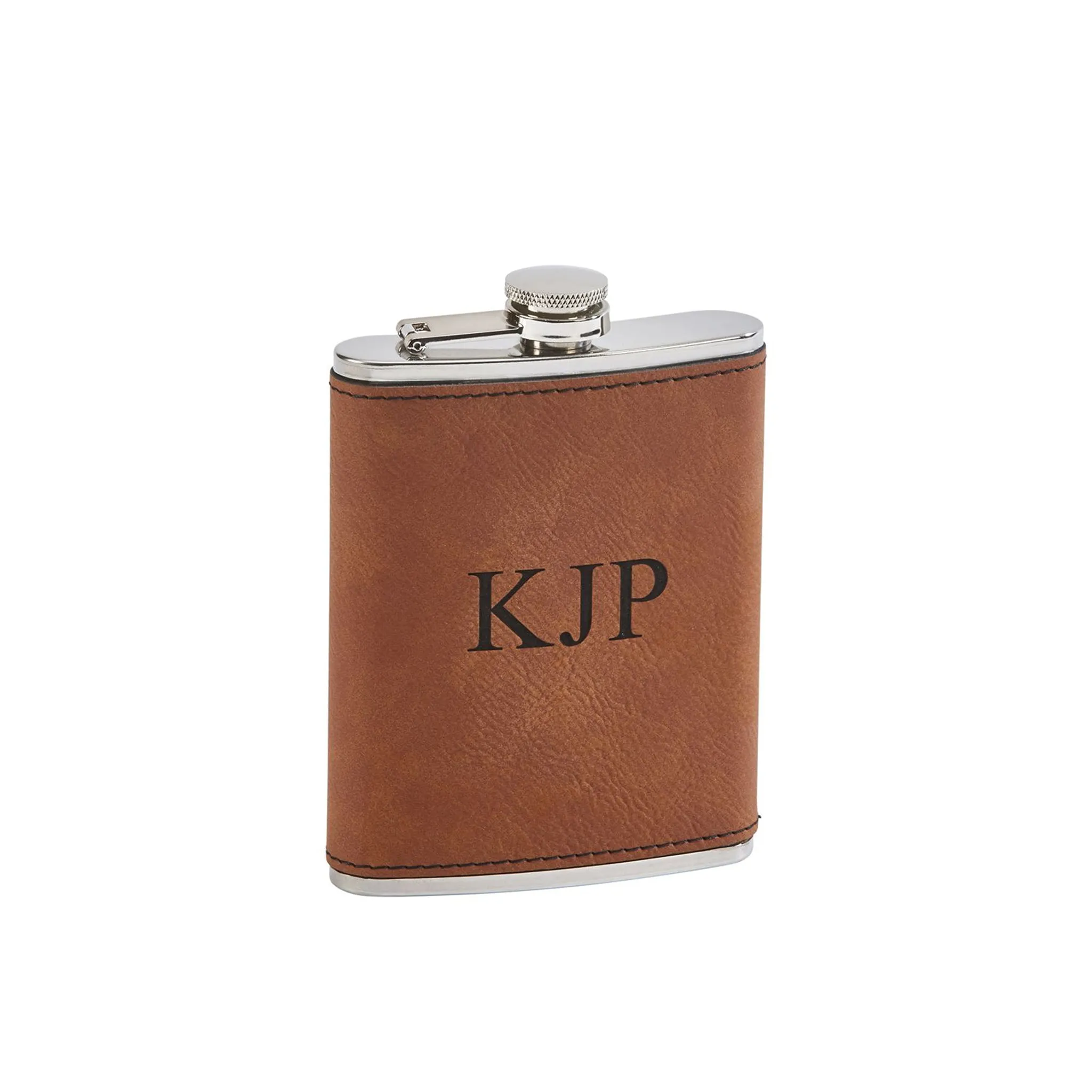 Leatherette Flask Caramel 8 Oz Cap