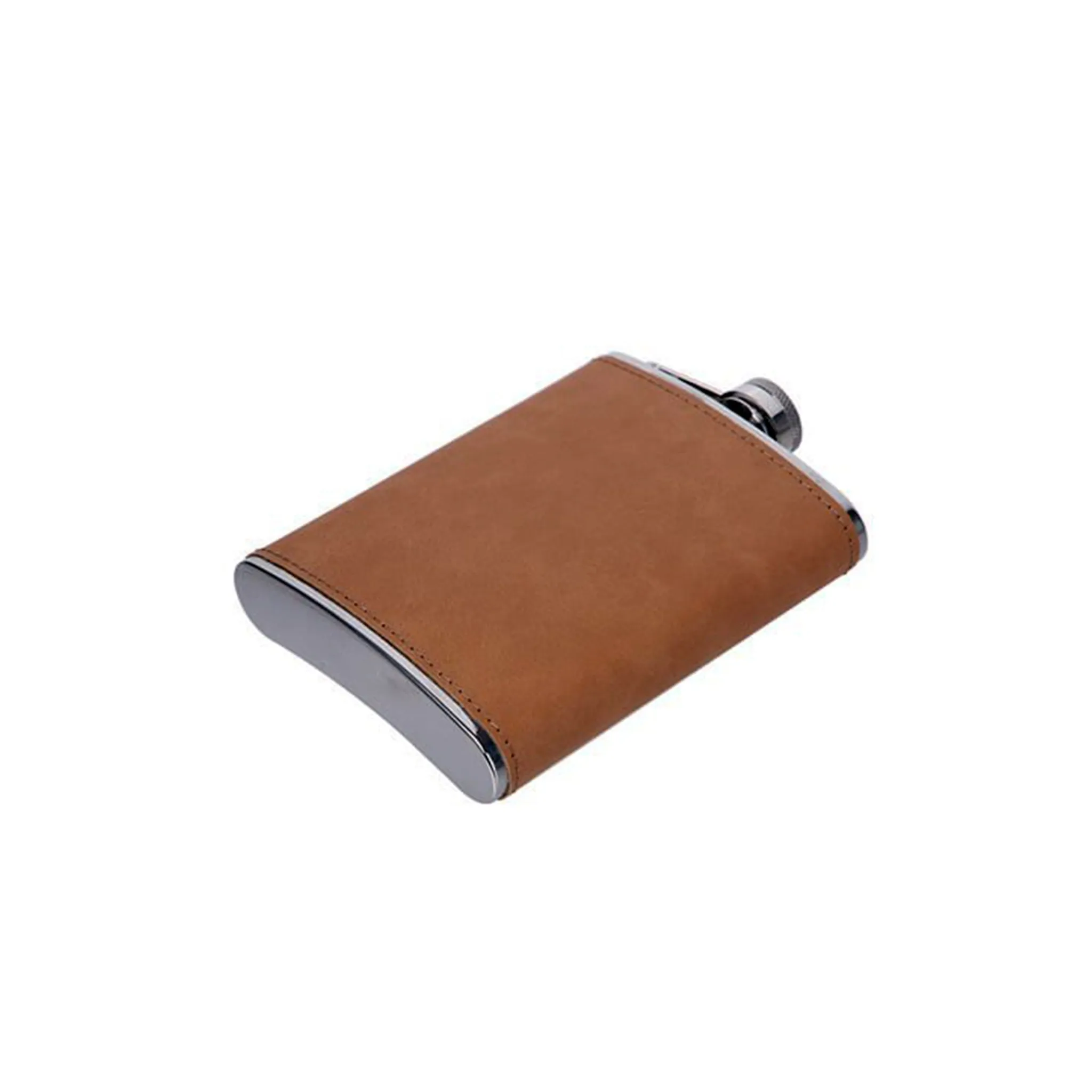 Leatherette Flask Caramel 8 Oz Cap