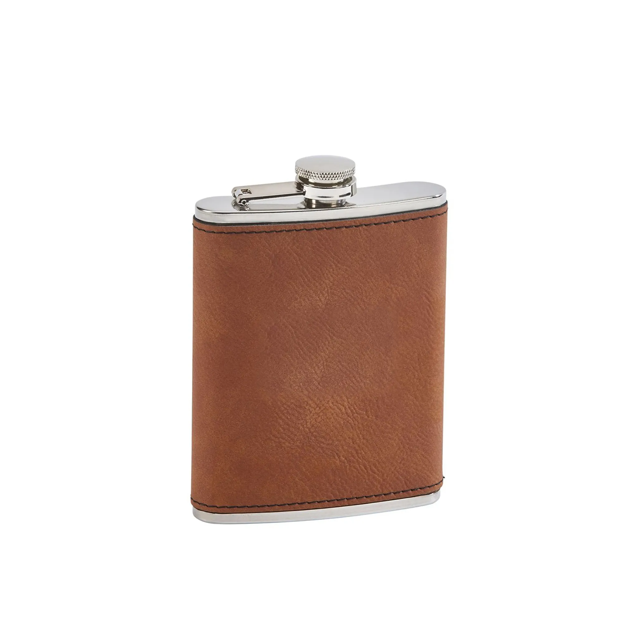 Leatherette Flask Caramel 8 Oz Cap