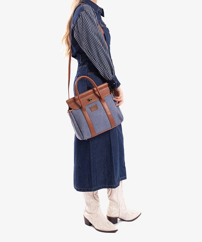 Lee Denim Canvas Turnlock Tote Bag