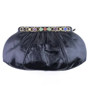 Leiber Reptile Clutch with Semi-Precious Stone Frame Rental Physical