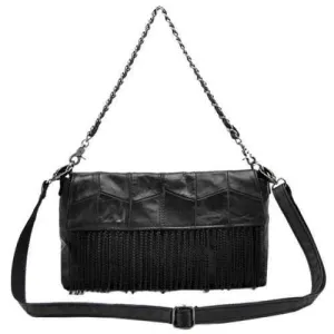 Leisure Fringe and Chains Design Shoulder Bag For Women - Black