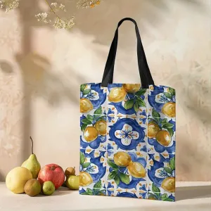 Lemons Print Canvas Tote Bag