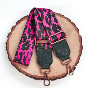 Leopard Print Adjustable Purse Strap in Fuchsia