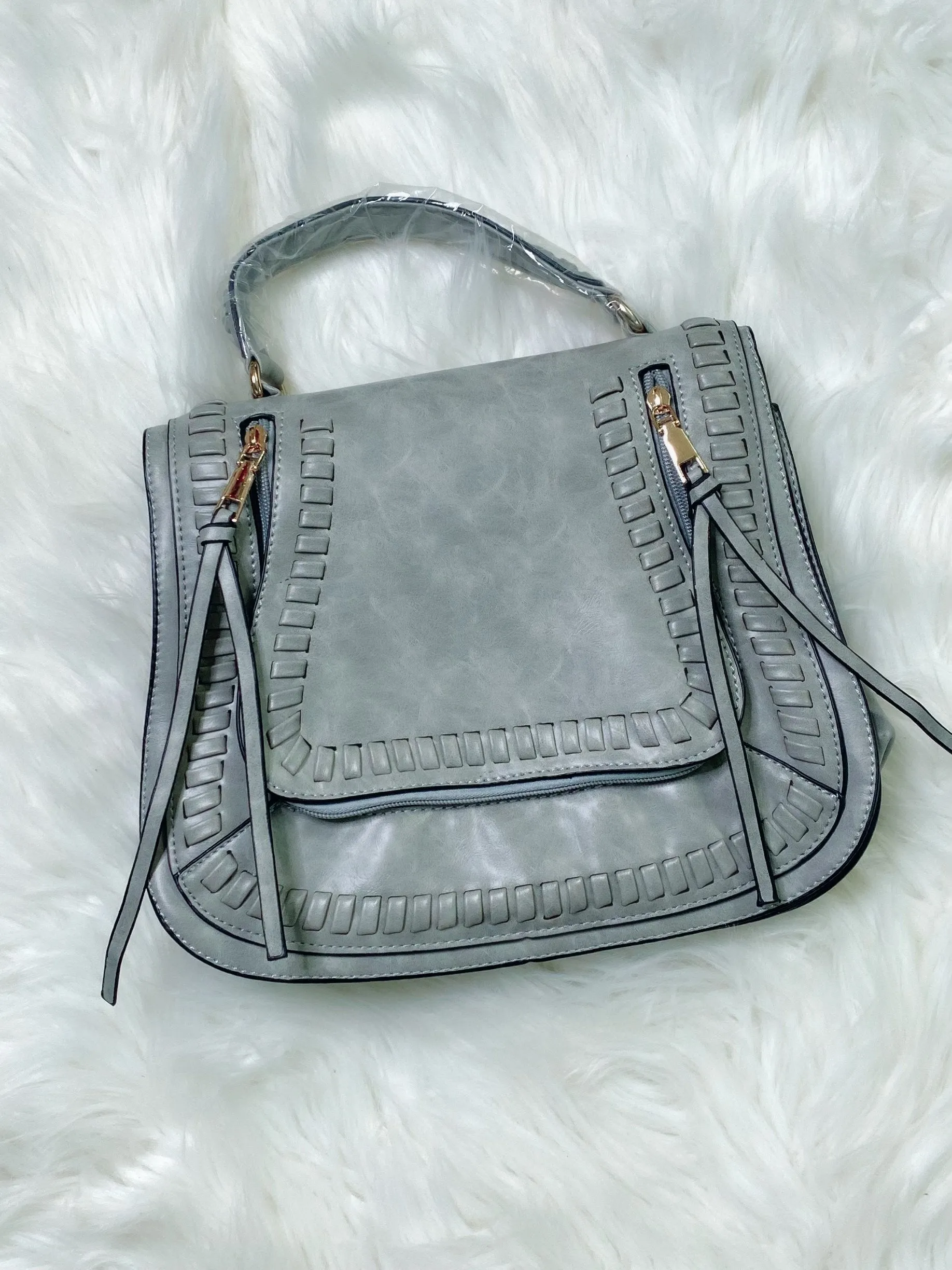 Light Grey Guitar Strap Crossbody Purse