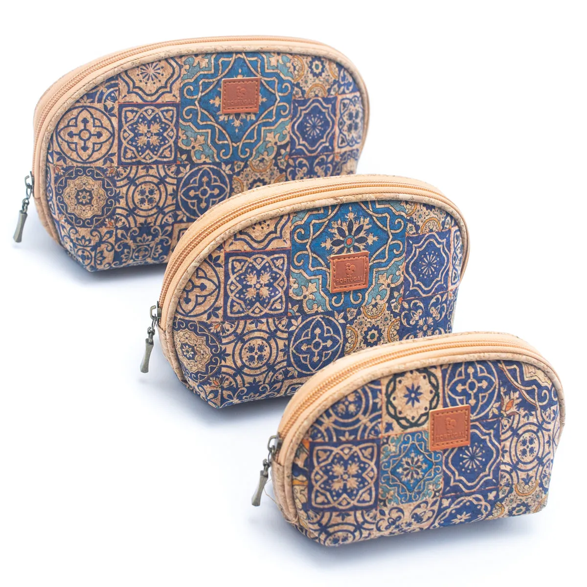 Luxury Women's 3-Piece Cork Cosmetic Bag Set BAGD-329