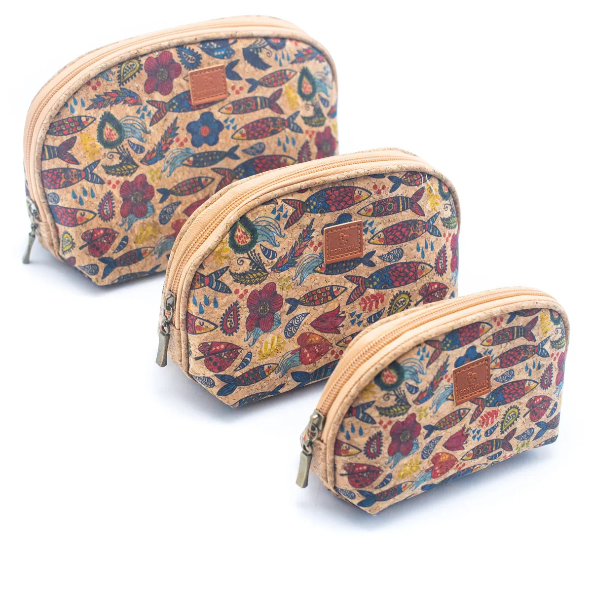 Luxury Women's 3-Piece Cork Cosmetic Bag Set BAGD-329