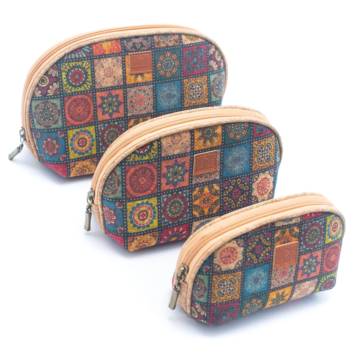 Luxury Women's 3-Piece Cork Cosmetic Bag Set BAGD-329