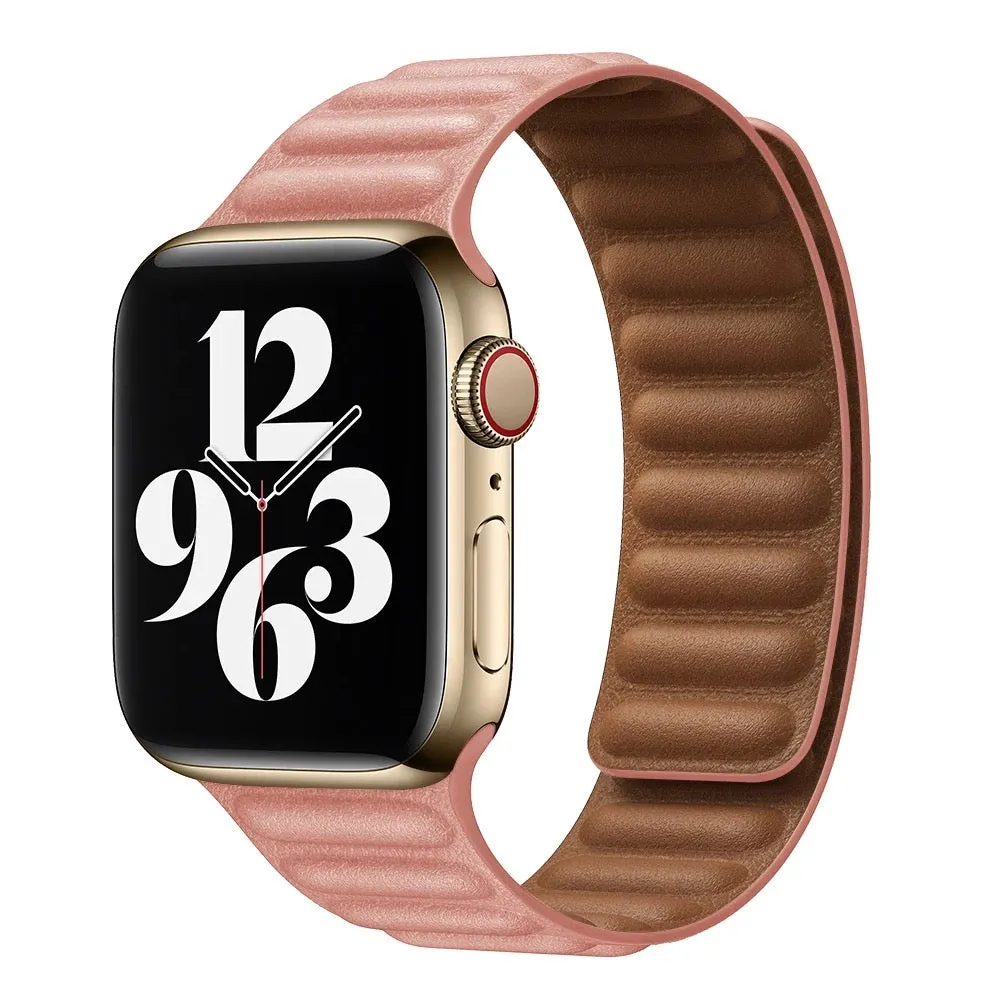 Magnetic Leather Link Band For Apple Watch Multiple Colors Available