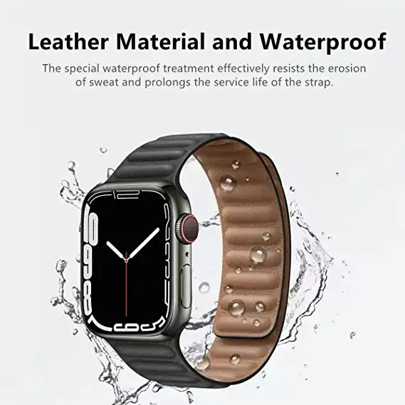 Magnetic Leather Link Band For Apple Watch Multiple Colors Available