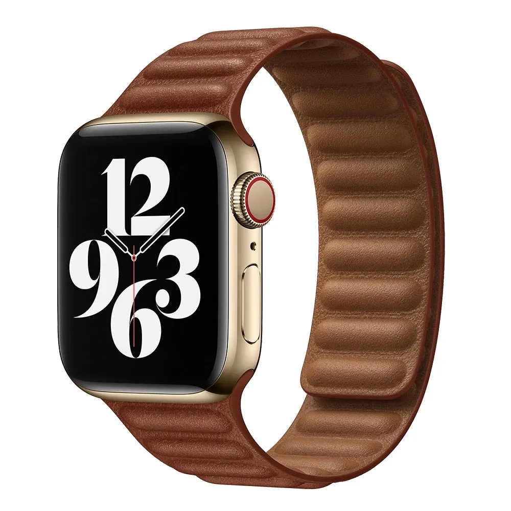 Magnetic Leather Link Band For Apple Watch Multiple Colors Available