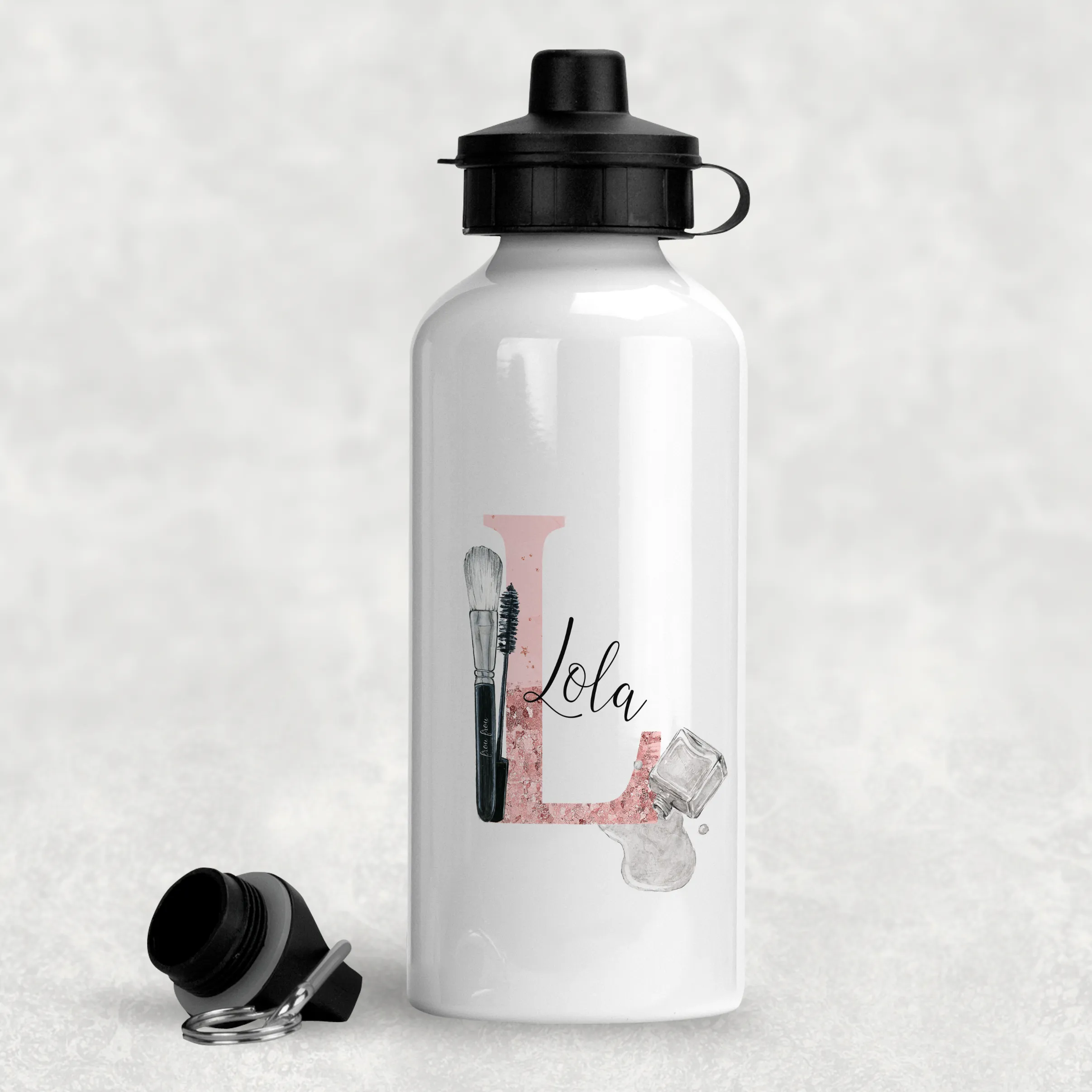 Make Up Alphabet Personalised Aluminium Water Bottle 400/600ml