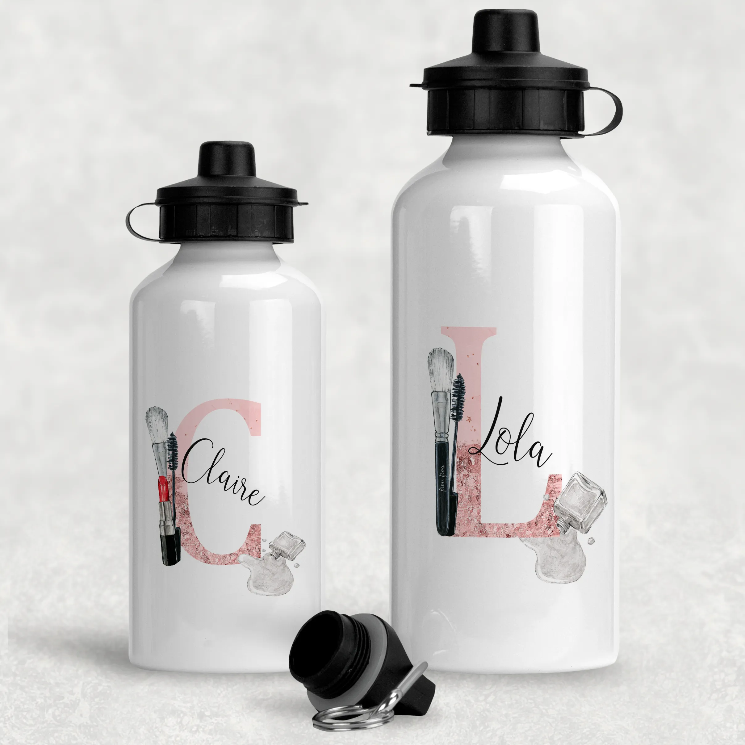 Make Up Alphabet Personalised Aluminium Water Bottle 400/600ml