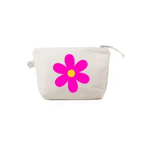 Makeup Bag Natural with Pink/Yellow Daisy