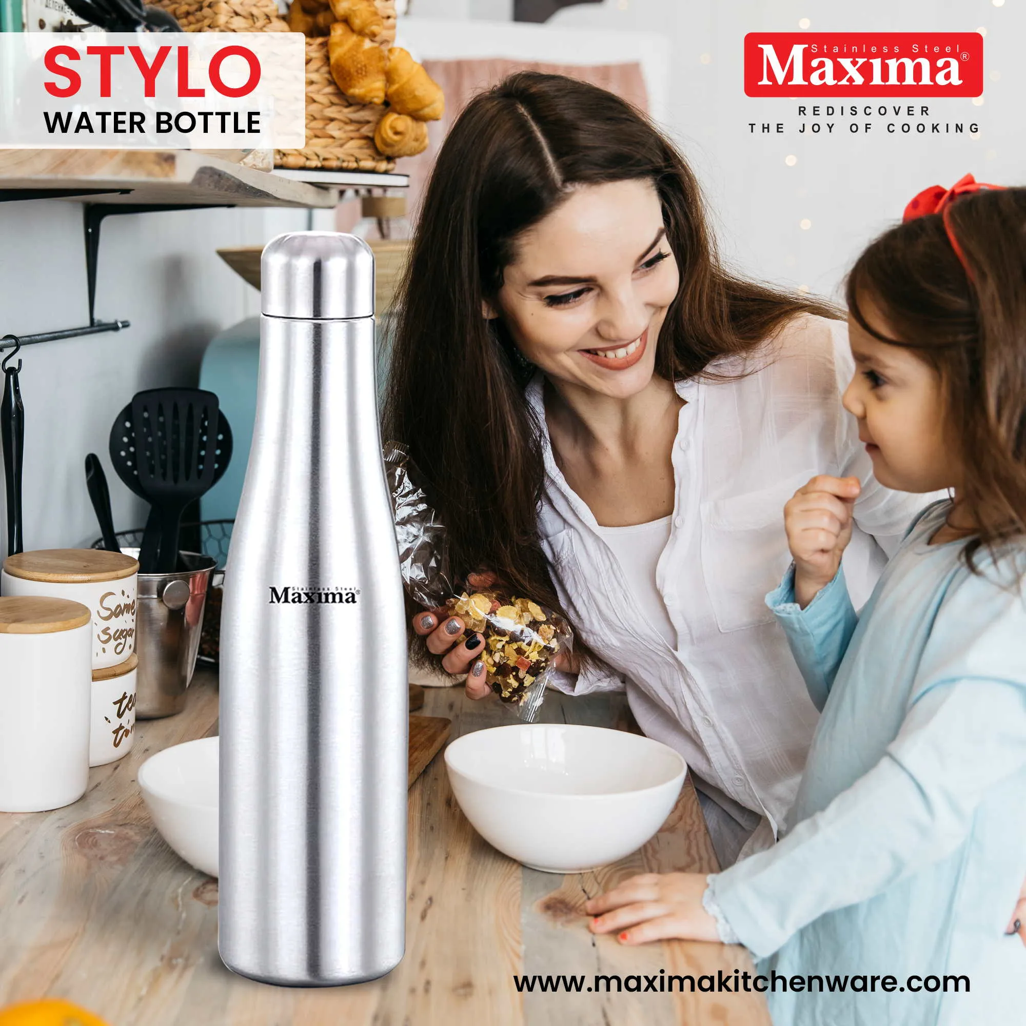 Maxima  Stylo Stainless Steel Water Bottle Matt Finish