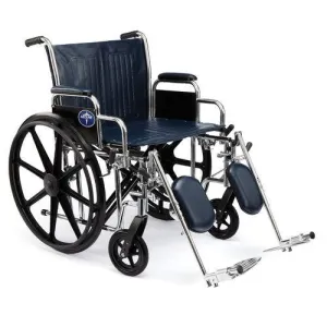 Medline Excel 22" Extra-Wide Wheelchair, Removable Desk Length Arms, Elevating Legrests, Navy