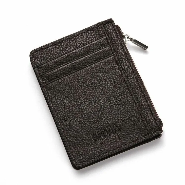 Men Anti-Theft Wallet Thin Faux Leather Zipper Wallet Purse Coin Bag