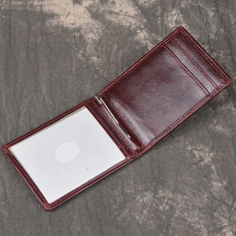 Men Genuine Leather RFID Anti-theft Antimagnetic Swipe Easy Carry Card Bag Money Clip Wallet