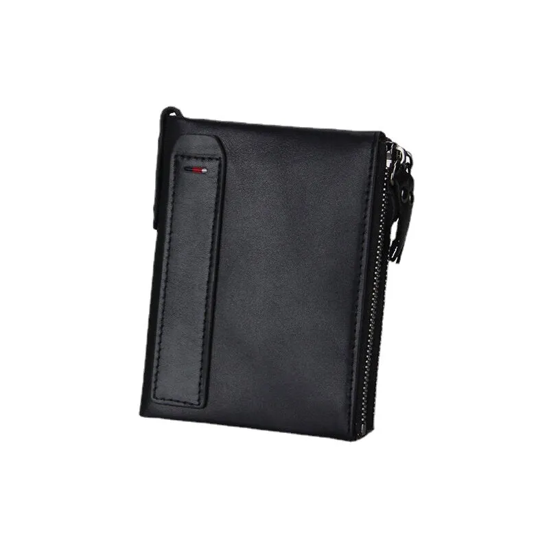 Men Genuine Leather RFID Anti-theft Multi-slots Retro Large Capacity Zipper Card Holder Wallet