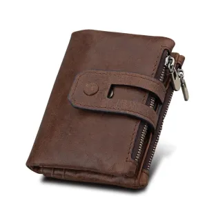 Men Genuine Leather Wallet with Anti-Magnetic Anti-Theft RFID Protection Lining