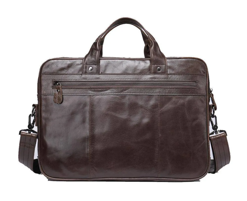 Mens Leather Briefcase 14"Laptop Large Volume Multi-Functional Business Bags