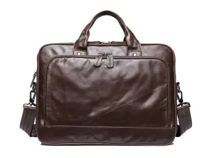 Mens Leather Briefcase 14"Laptop Large Volume Multi-Functional Business Bags