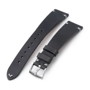 MiLTAT Q.R. Dark Grey Horween Leather Watch Band, Grey St.