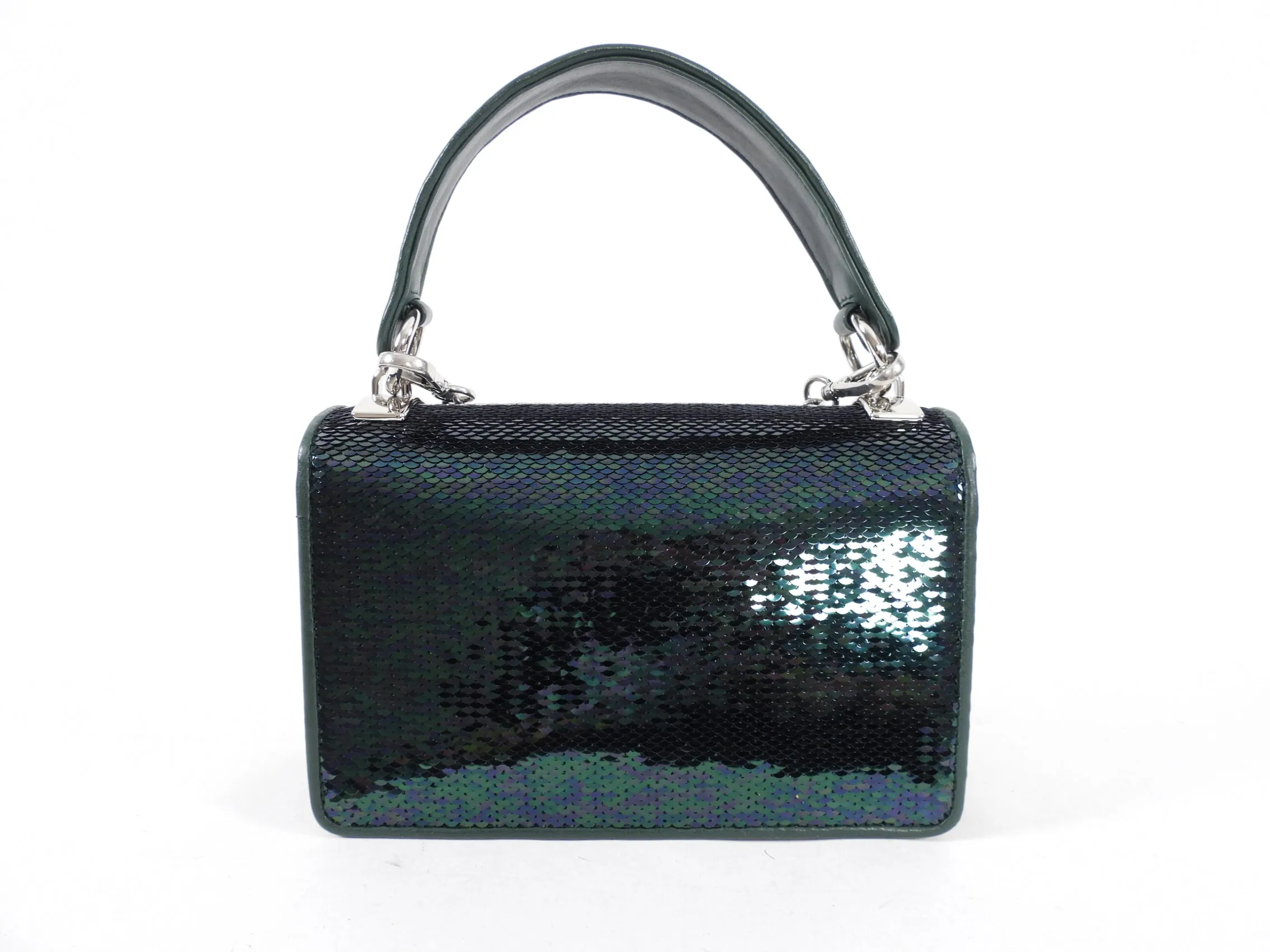 Miu Miu Green Sequin Small Bag with Shoulder Chain Strap