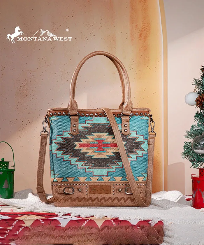 Montana West Aztec Printed Concealed Carry Tote Bag Set