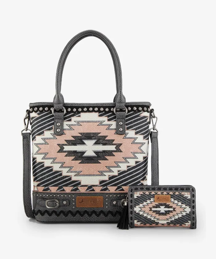 Montana West Aztec Printed Concealed Carry Tote Bag Set